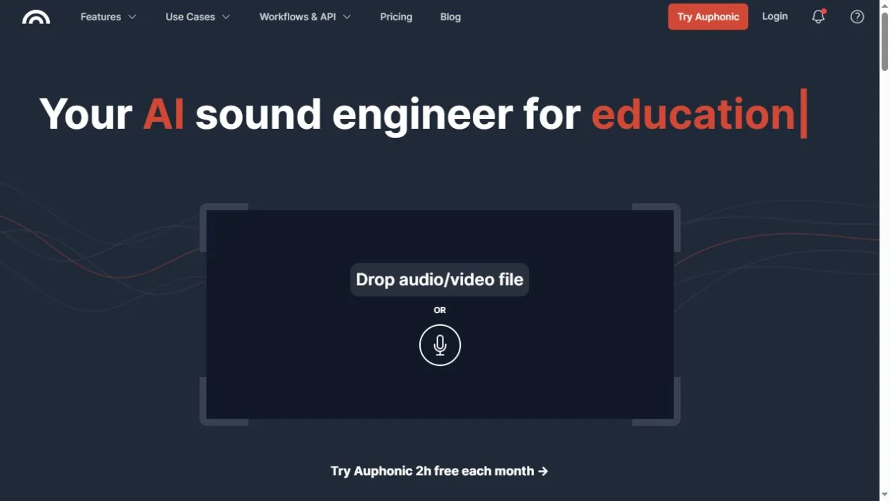 Auphonic official website captured October 3, 2026; product presentation, not a FindGoodAI performance test