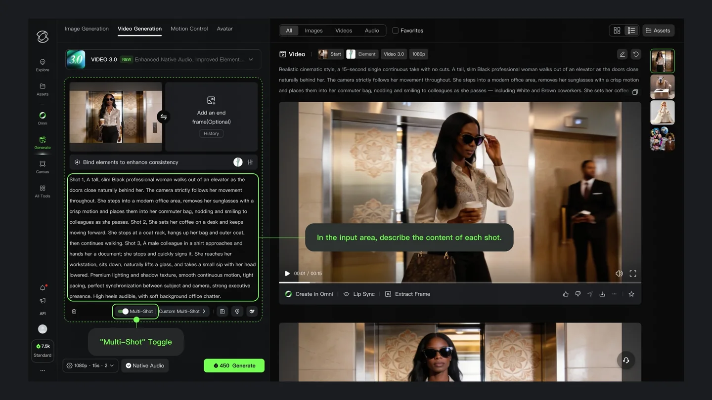 Official Kling Video 3.0 Omni custom multi-shot storyboard example