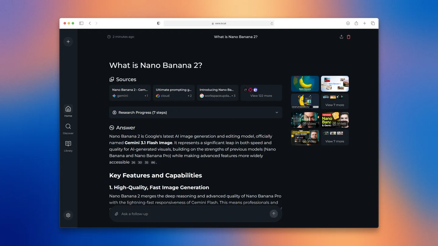 Official Vane product screenshot from the current repository; illustrative answer, not independently verified research